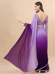 Sangria Women Purple Ombre Saree with Blouse Piece - Inddus.com