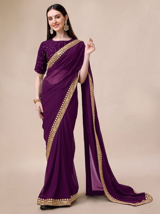 Sequinned Embroidered Saree