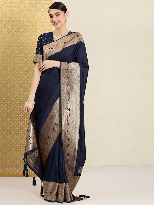 Solid Zari Satin Banarasi Saree