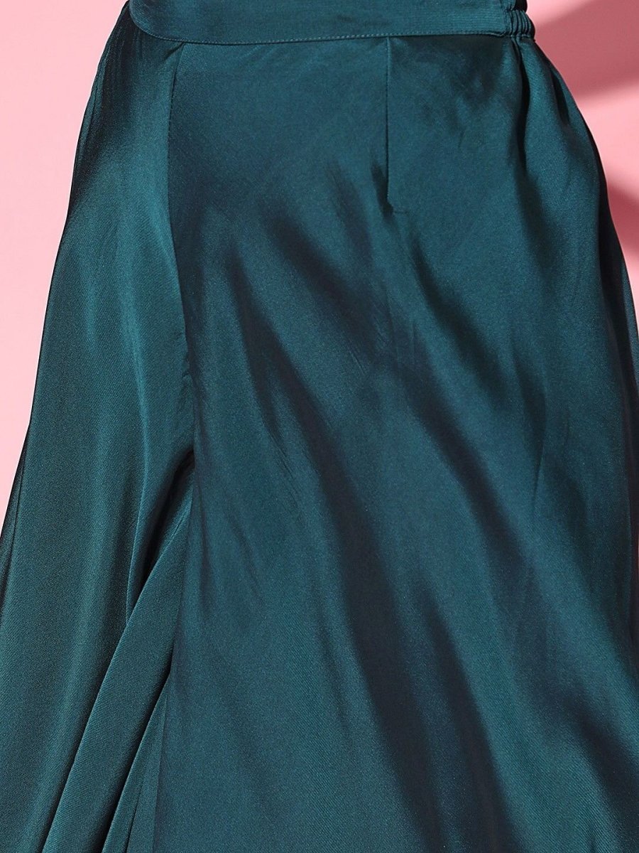 Teal Sequinned Embroidered Kurta with Palazzo - Inddus.com