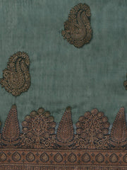 Teal Zari Woven Embellished Banarasi Saree - Inddus.com