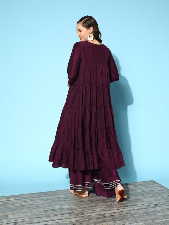 Tiered Gotta Patti Kurta With Sharara - Inddus.com