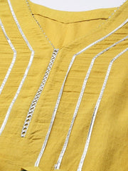 V-Neck Gotta Patti A-Line Kurta - Inddus.com