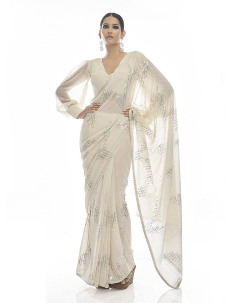 Buy Off-white Color Designer Saree Online at Best Price