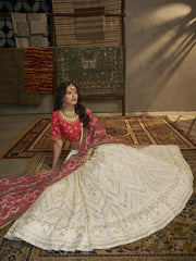 White Georgette Embroidered Lehenga Choli - Inddus.com