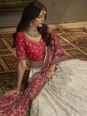 White Georgette Embroidered Lehenga Choli - Inddus.com