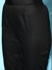 Women Black Kurta With Trousers & Dupatta - Inddus.com