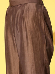 Women Brown Kurta with Trousers & With Dupatta - Inddus.com