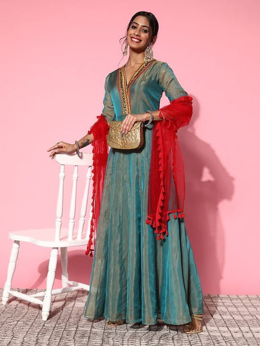 Women Classy Blue Georgette Volume Control Kurta - Inddus.com