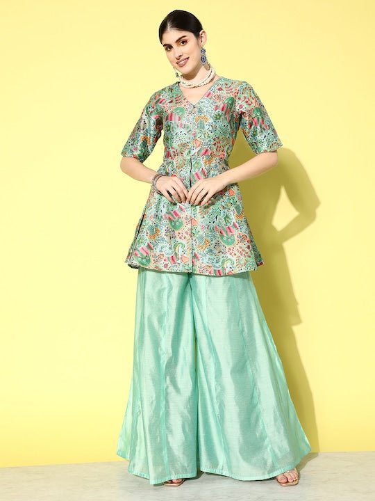 Women Embroidered Kurta with Palazzos - Inddus.com