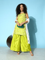 Women Embroidered Kurta with Palazzos & Dupatta - Inddus.com