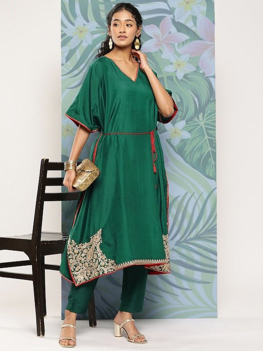 Women Embroidered Kurta with Trousers - Inddus.com