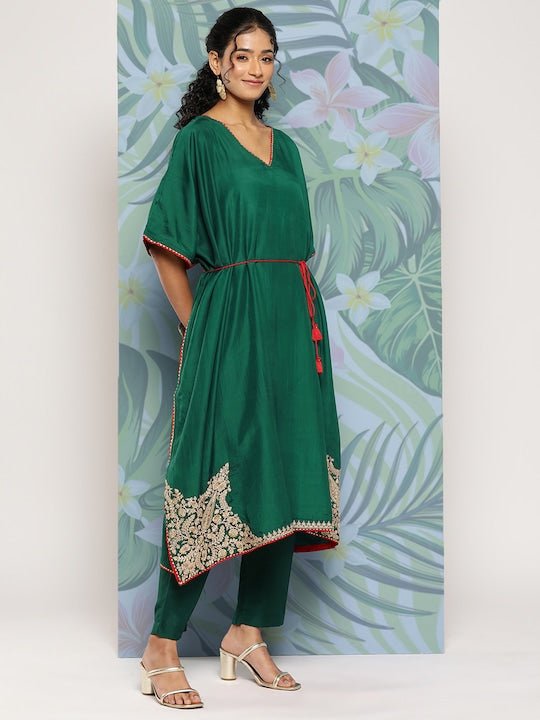 Women Embroidered Kurta with Trousers - Inddus.com