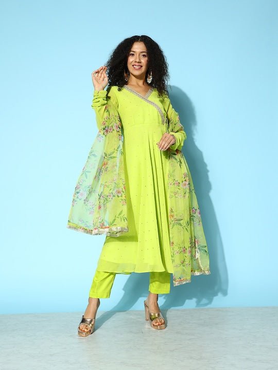 Women Embroidered Kurta with Trousers & Dupatta - Inddus.com