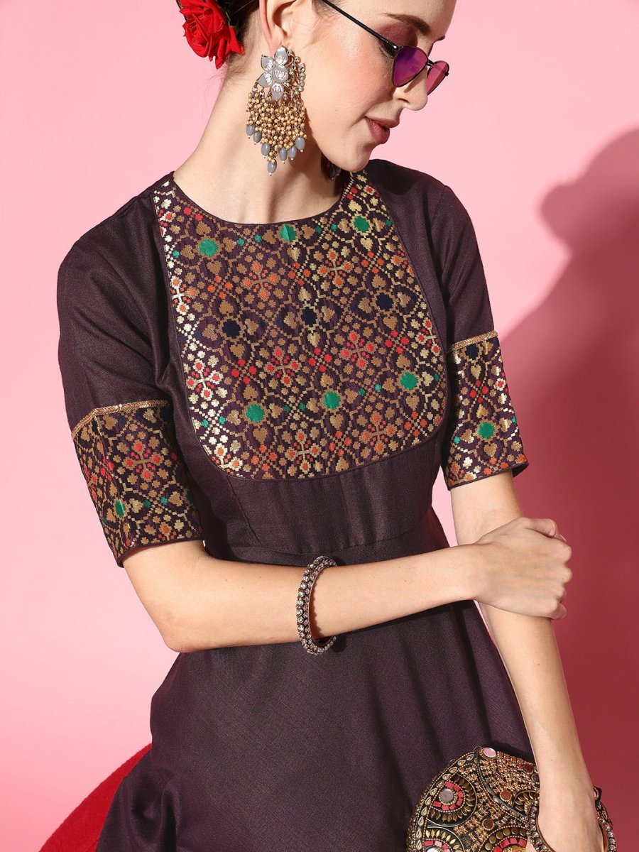 Women Ethnic Motifs Cotton Blend Ethereal Embroidery Kurta Set - Inddus.com