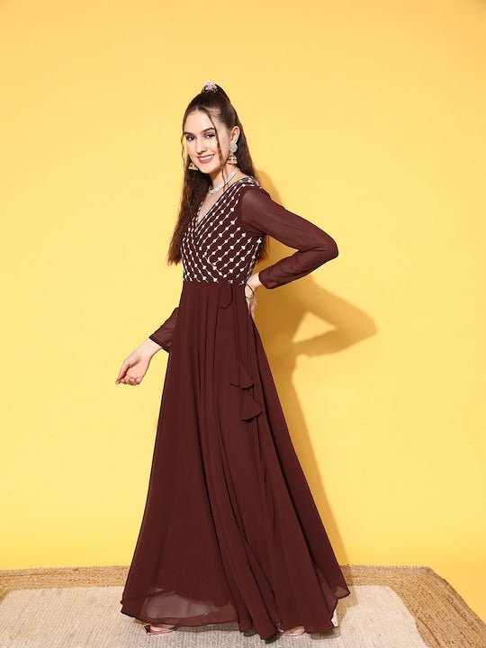 Women Ethnic Motifs Embroidered Georgette Kurta With Dupatta - Inddus.com