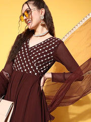 Women Ethnic Motifs Embroidered Georgette Kurta With Dupatta - Inddus.com