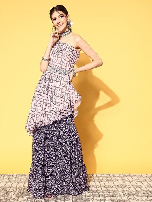 Women Ethnic Motifs Poly Chiffon Print Parade Kurta Set - Inddus.com