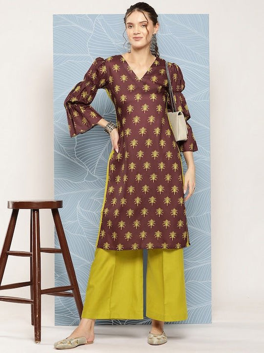 Women Ethnic Motifs Printed Kurta with Palazzos - Inddus.com