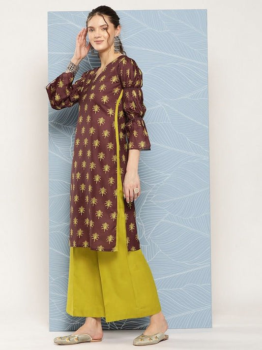 Women Ethnic Motifs Printed Kurta with Palazzos - Inddus.com