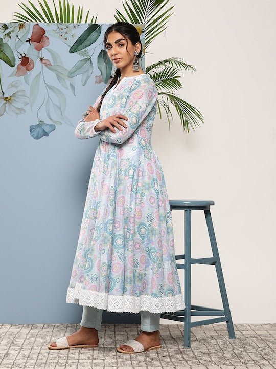 Women Ethnic Motifs Printed Kurta With Trousers - Inddus.com