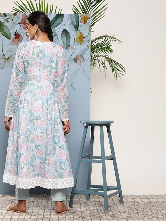 Women Ethnic Motifs Printed Kurta With Trousers - Inddus.com