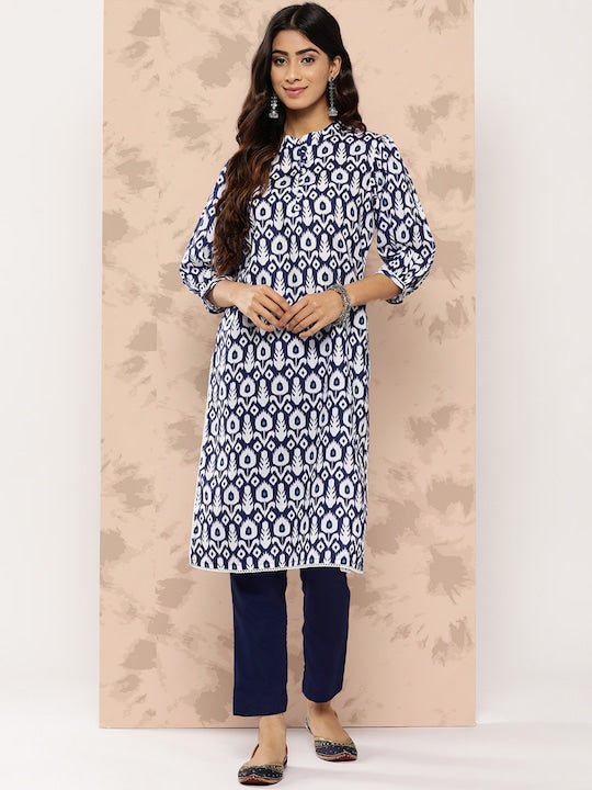 Women Ethnic Motifs Printed Regular Kurta with Trousers - Inddus.com