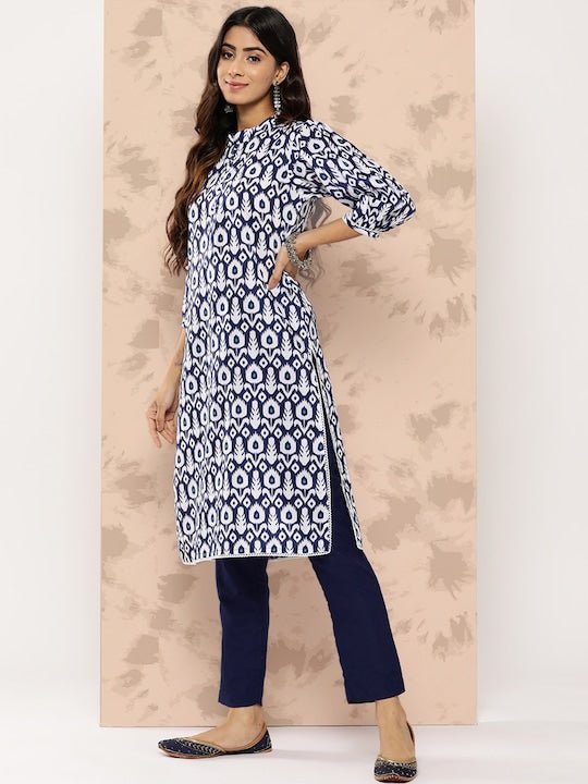 Women Ethnic Motifs Printed Regular Kurta with Trousers - Inddus.com