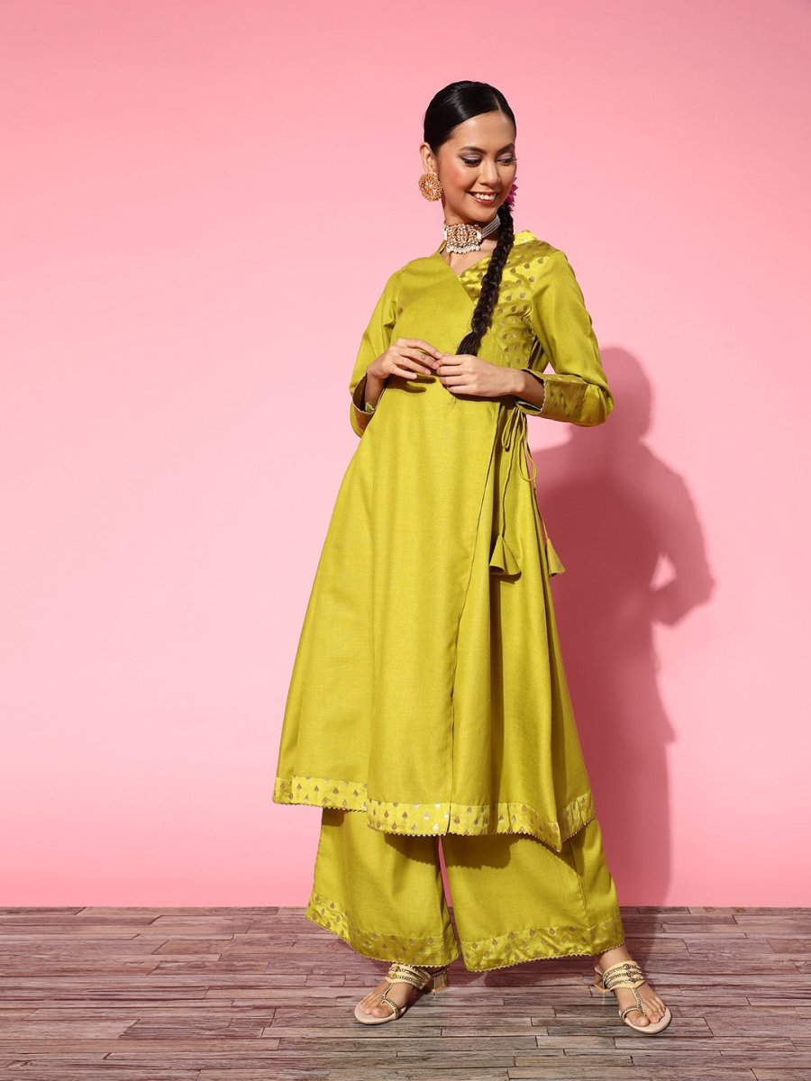 Women Ethnic Motifs Silk Blend Ethereal Embroidery Kurta Set - Inddus.com