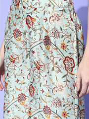 Women Floral Cotton Blend Print Parade Kurta Set - Inddus.com