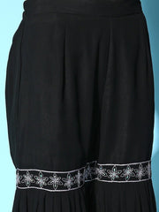 Women Floral Embroidered Kurta with Sharara & Dupatta - Inddus.com