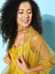 Women Floral Embroidered Kurta with Trousers & Dupatta - Inddus.com