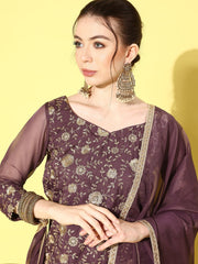 Women Floral Embroidered Regular Kurta with Sharara & With Dupatta - Inddus.com