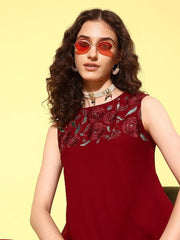 Women Floral Embroidered Regular Sequinned Kurta with Palazzos - Inddus.com