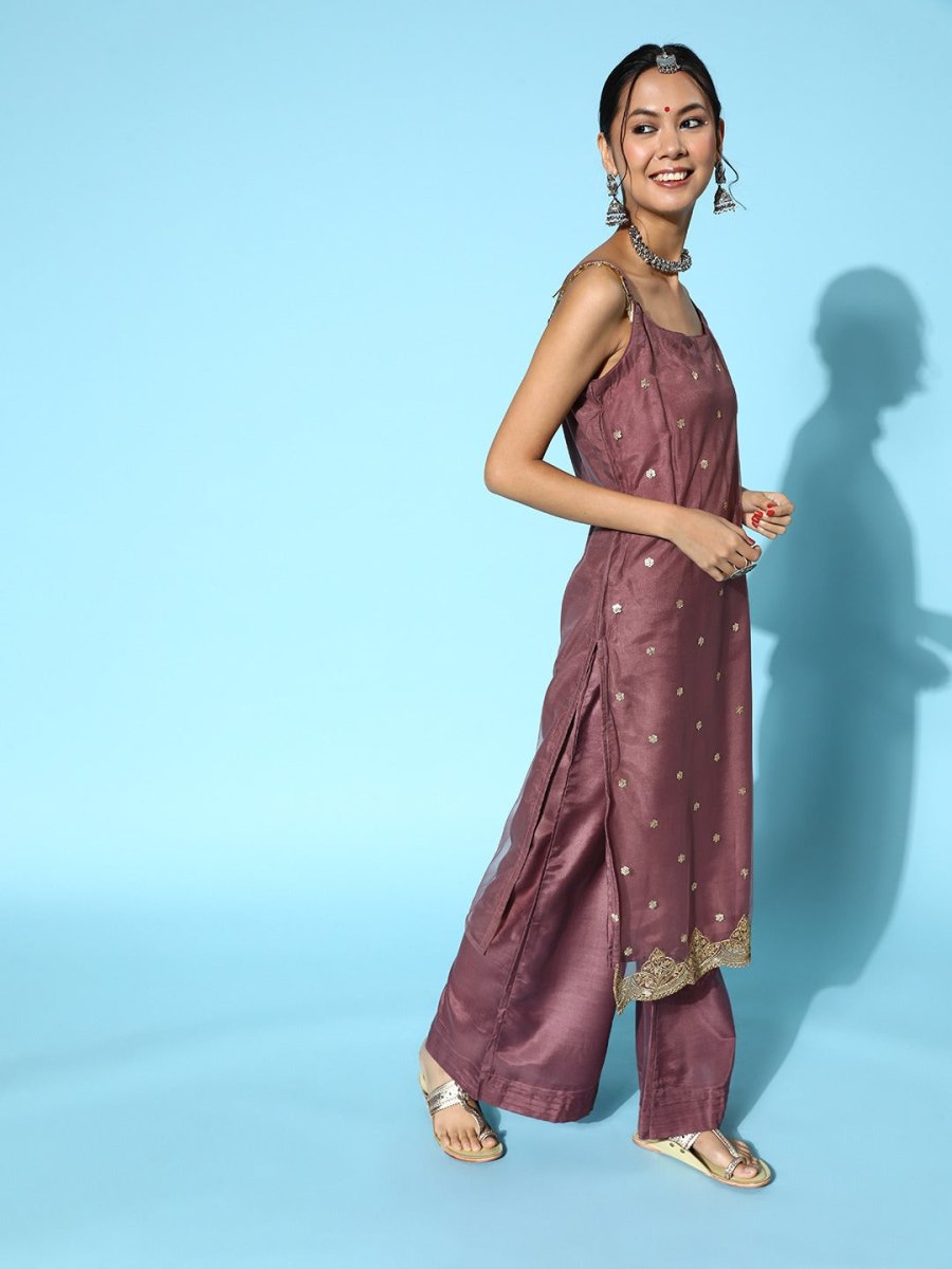 Women Floral Net Bling it On Kurta Set - Inddus.com