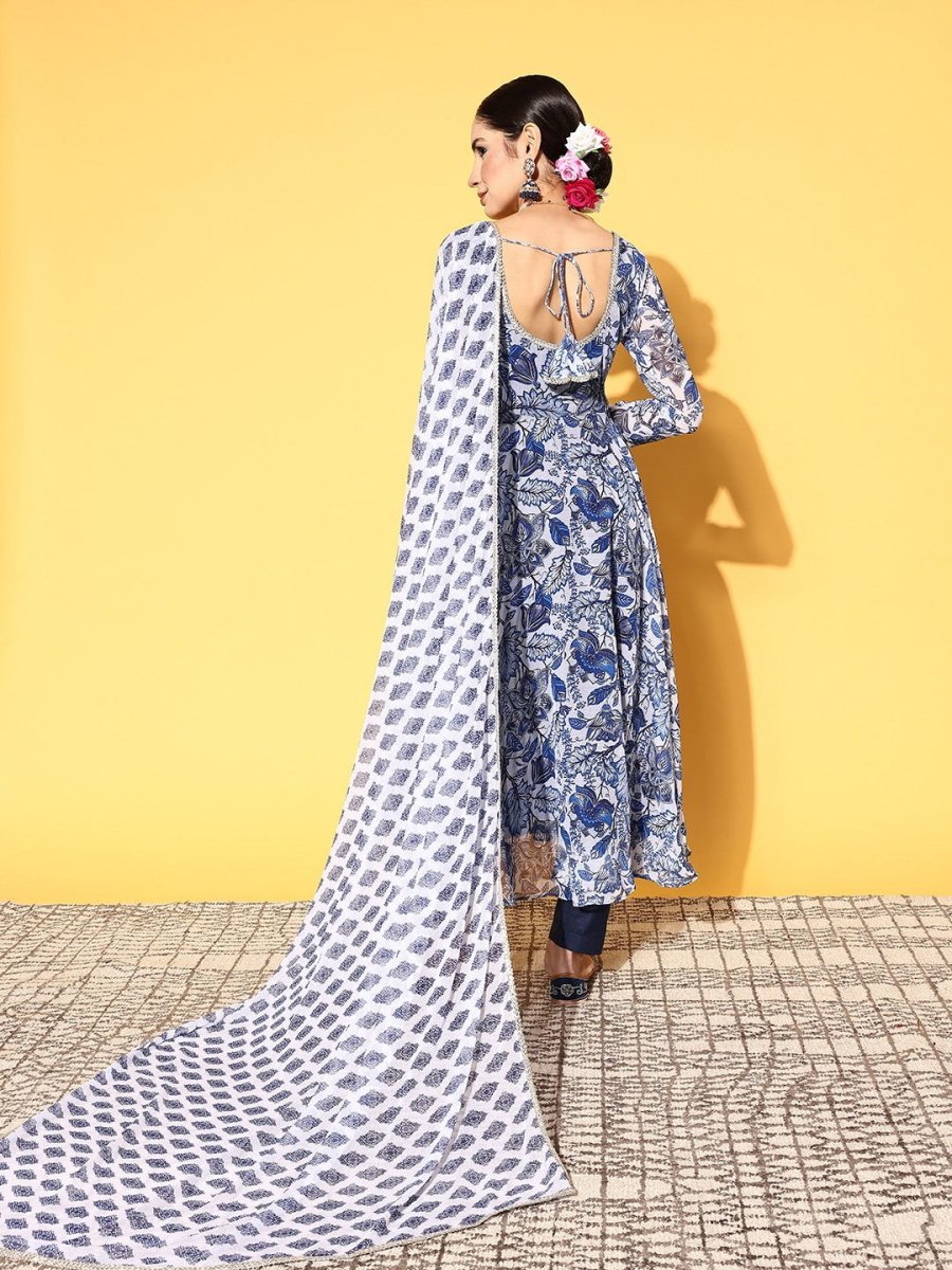 Women Floral Poly Chiffon Swirling Volume Kurta Set - Inddus.com