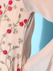 Women Floral Poly-Georgette Ethereal Embroidery Kurta Set - Inddus.com