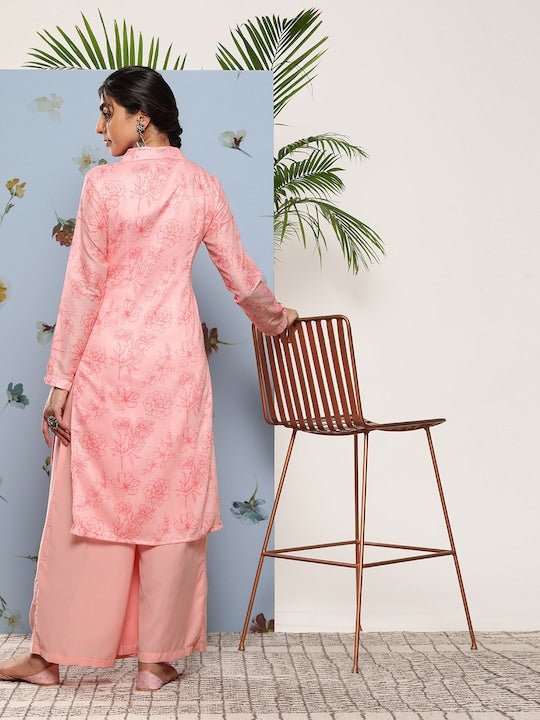 Women Floral Printed Kurta With Palazzos - Inddus.com