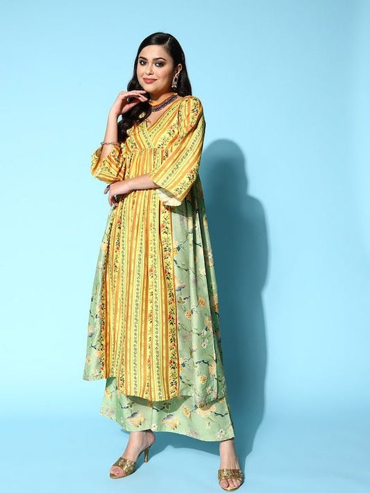 Women Floral Printed Kurta With Palazzos - Inddus.com