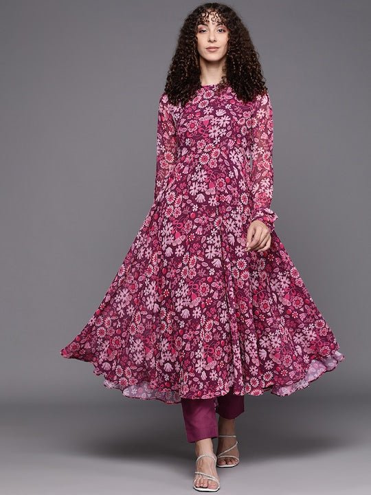 Women Floral Printed Kurta with Trousers - Inddus.com