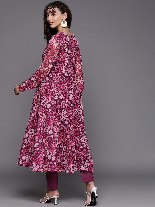 Women Floral Printed Kurta with Trousers - Inddus.com