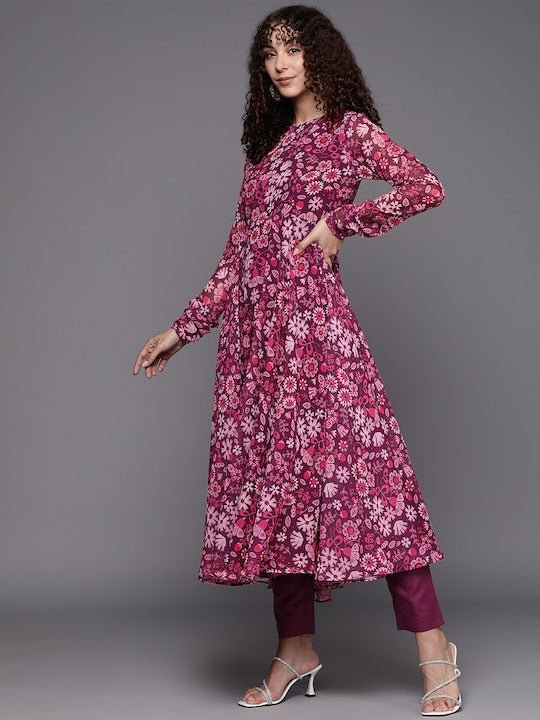 Women Floral Printed Kurta with Trousers - Inddus.com