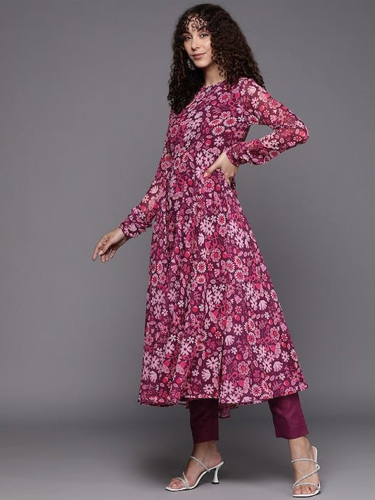 Women Floral Printed Kurta with Trousers - Inddus.com