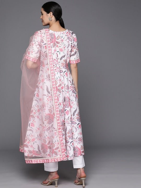 Women Floral Printed Regular Kurta with Trousers & Dupatta - Inddus.com