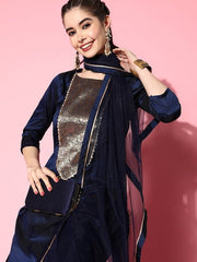 Women Floral Yoke Design Kurta with Palazzos & With Dupatta - Inddus.com