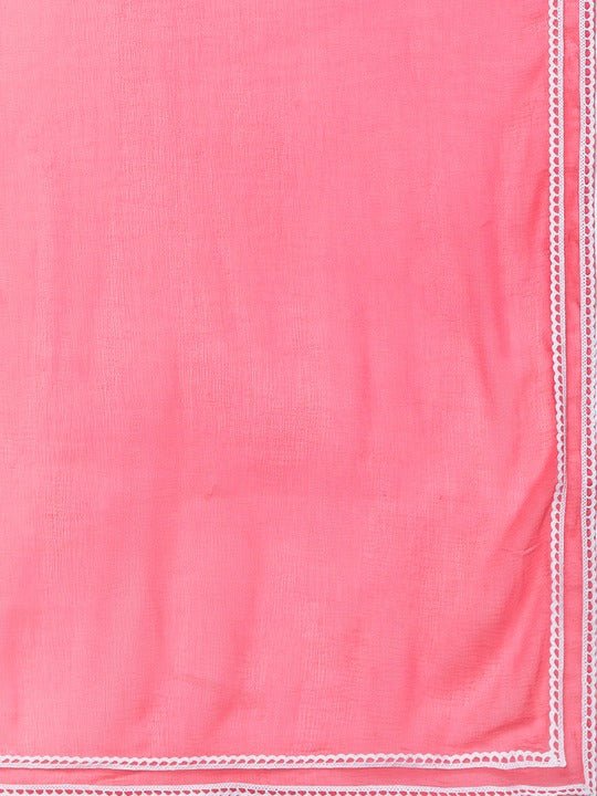 Women Gajri Pink Embroidered Thread Work Kurta with Dupatta - Inddus.com