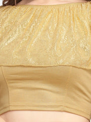 Women Gold-Coloured Solid Stretchable Saree Blouse - Inddus.com