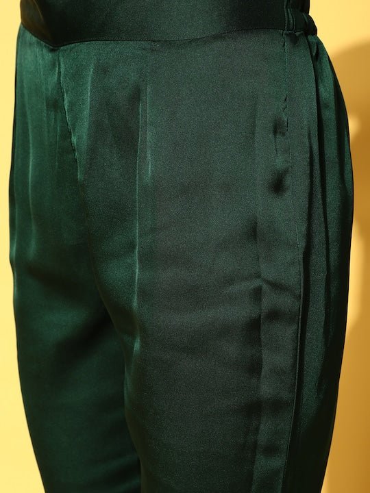 Women Green Gotta Patti Kurti with Trousers & With Dupatta - Inddus.com