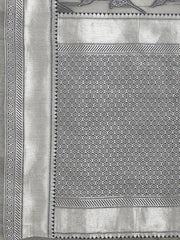 Women Grey Floral Woven Design Saree with Blouse Piece - Inddus.com