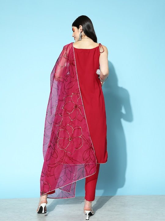 Women Kurta with Trousers & Dupatta - Inddus.com